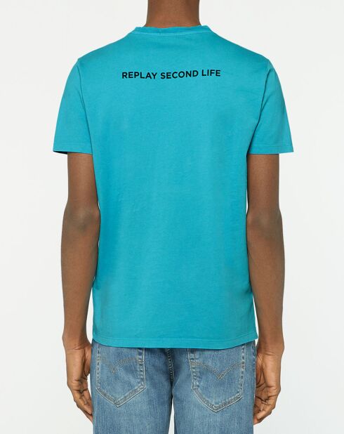 T-Shirt en Coton Organique manches courtes Logo Replay Heart bleu clair